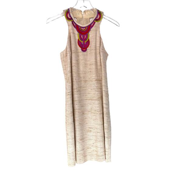 Trina Turk Silk Halter Neutral Resort Vacation Sleeveless Racerback Dress Size 4 - Picture 1 of 8